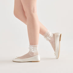 Dolce Vita Sale | Floral Chiffon White Slouch Socks