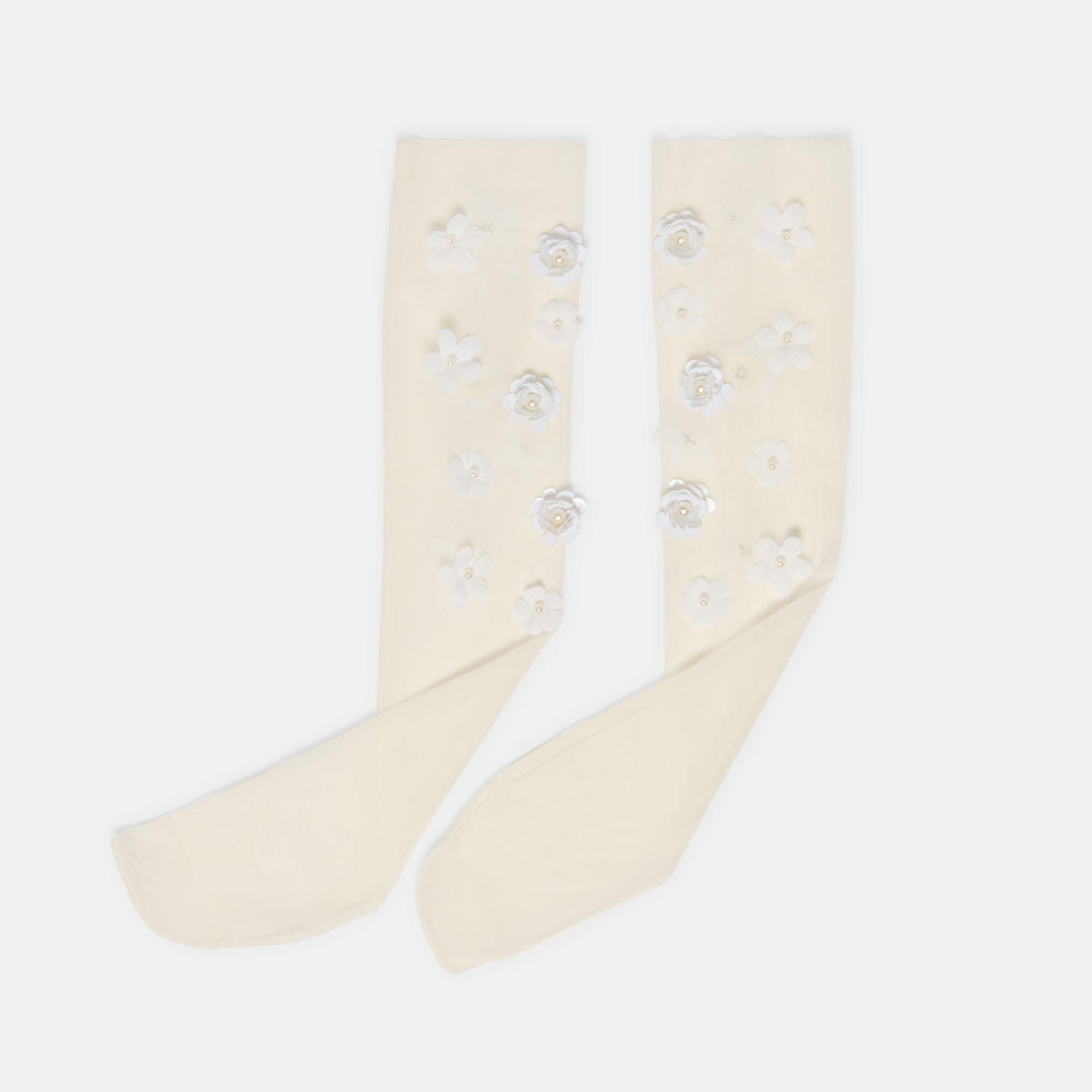Dolce Vita Sale | Floral Chiffon White Slouch Socks