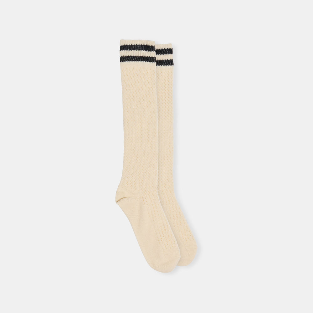 Dolce Vita Sale | Pointelle Striped Black White Knee High Sock