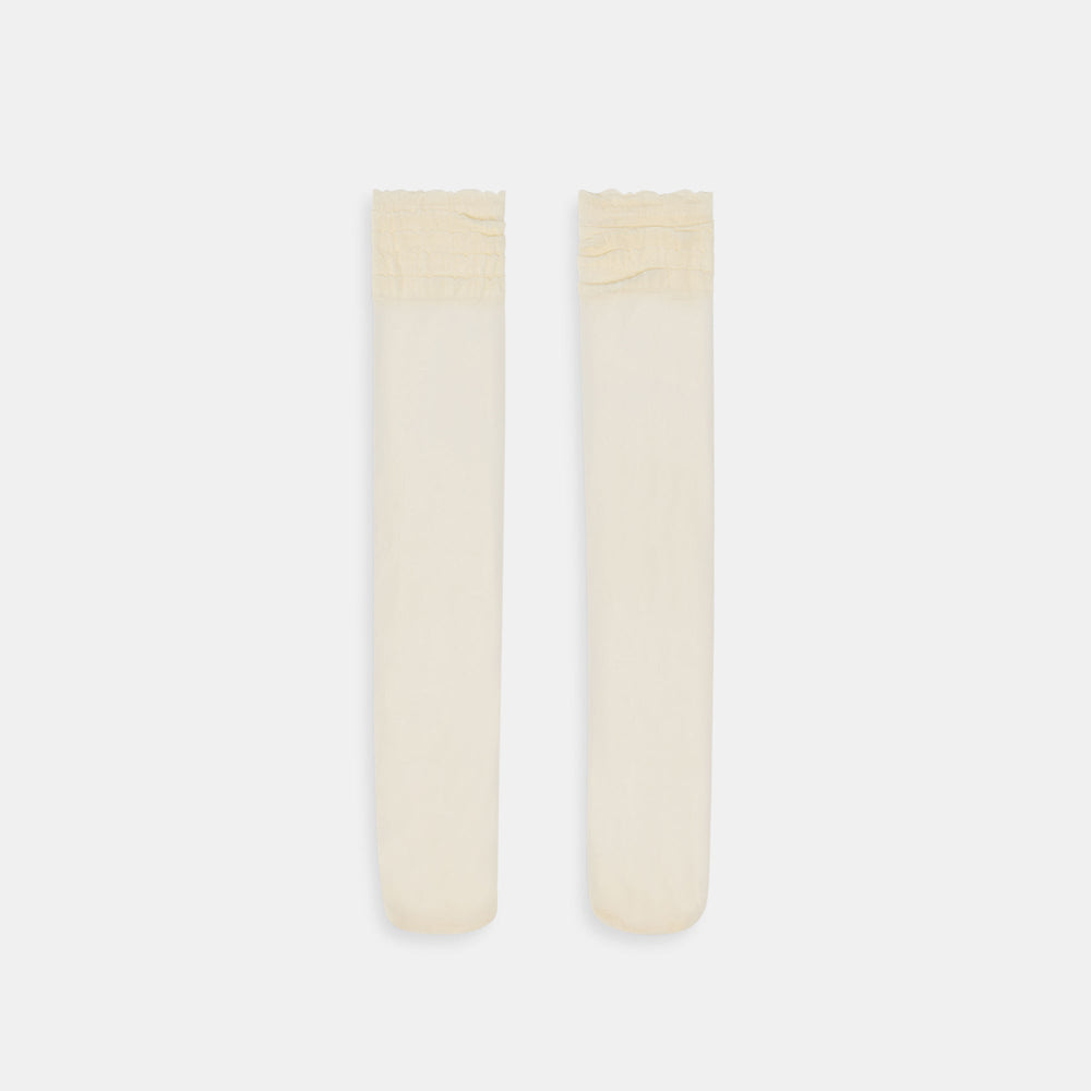 Dolce Vita Sale | Ruffle Ivory Sheer Knee High Socks