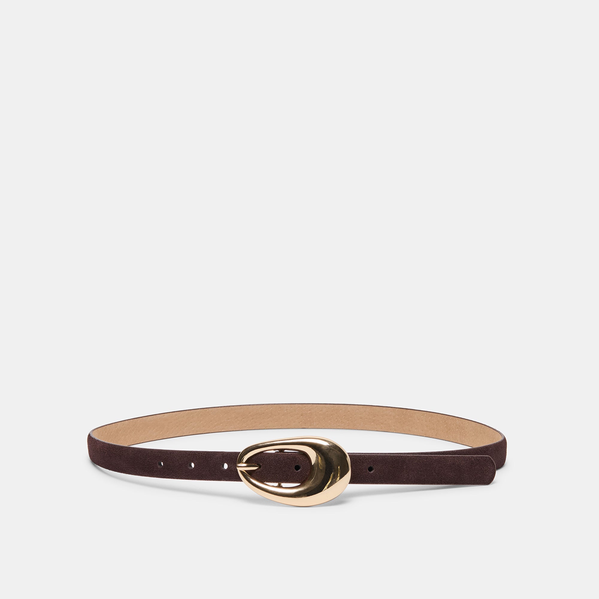 Dolce Vita ACCESSORIES | Organic Oval Mahogany Gold Buckle Belt