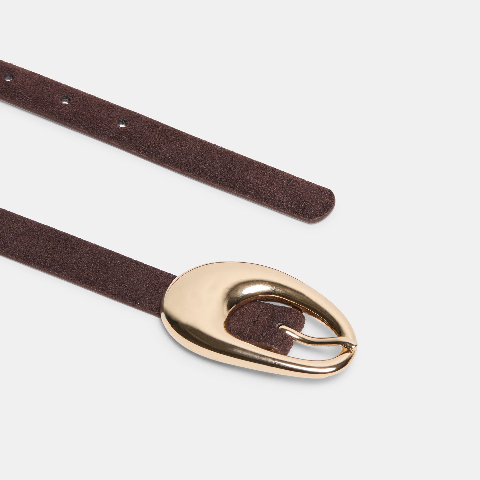 Dolce Vita ACCESSORIES | Organic Oval Mahogany Gold Buckle Belt