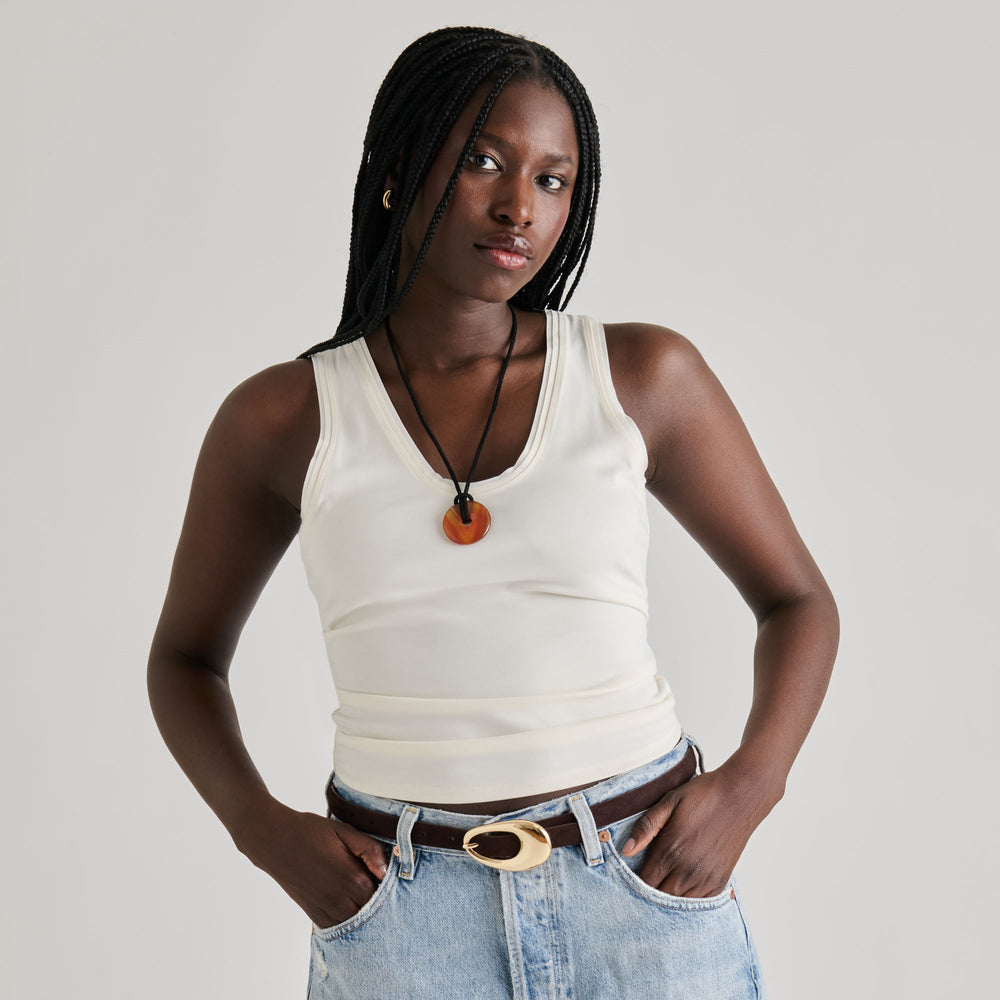 Dolce Vita ACCESSORIES | Organic Oval Mahogany Gold Buckle Belt