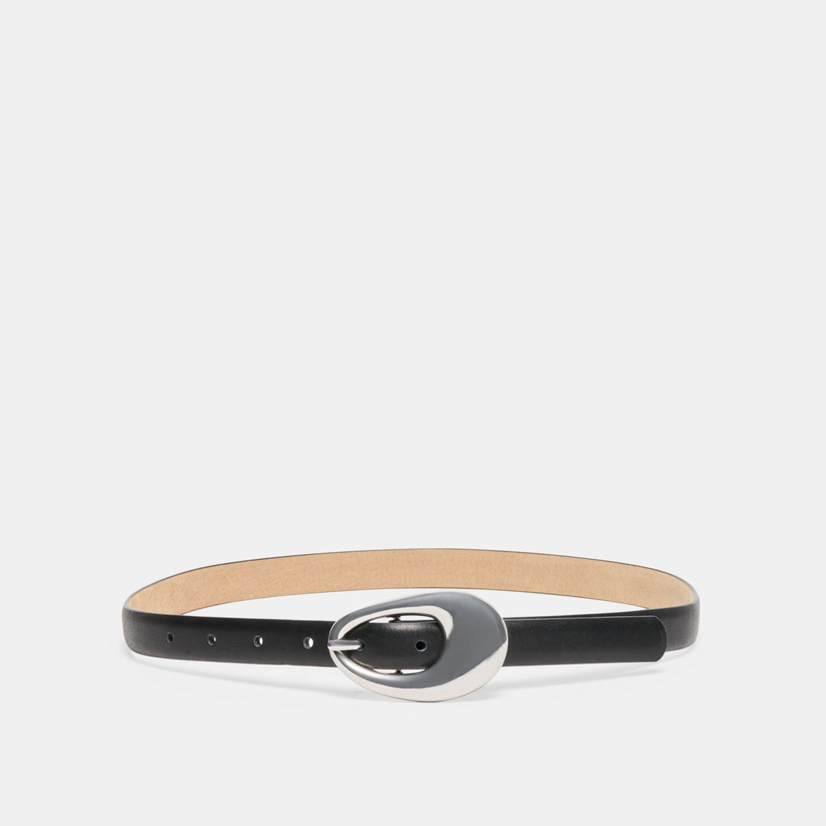 Dolce Vita ACCESSORIES | Organic Oval Black Silver Buckle Belt