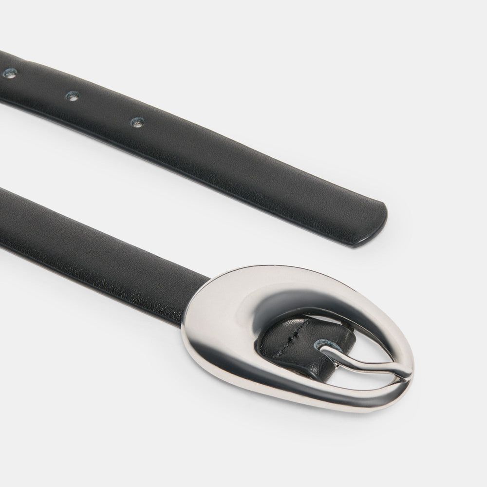 Dolce Vita ACCESSORIES | Organic Oval Black Silver Buckle Belt