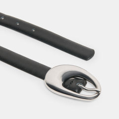 Dolce Vita ACCESSORIES | Organic Oval Black Silver Buckle Belt
