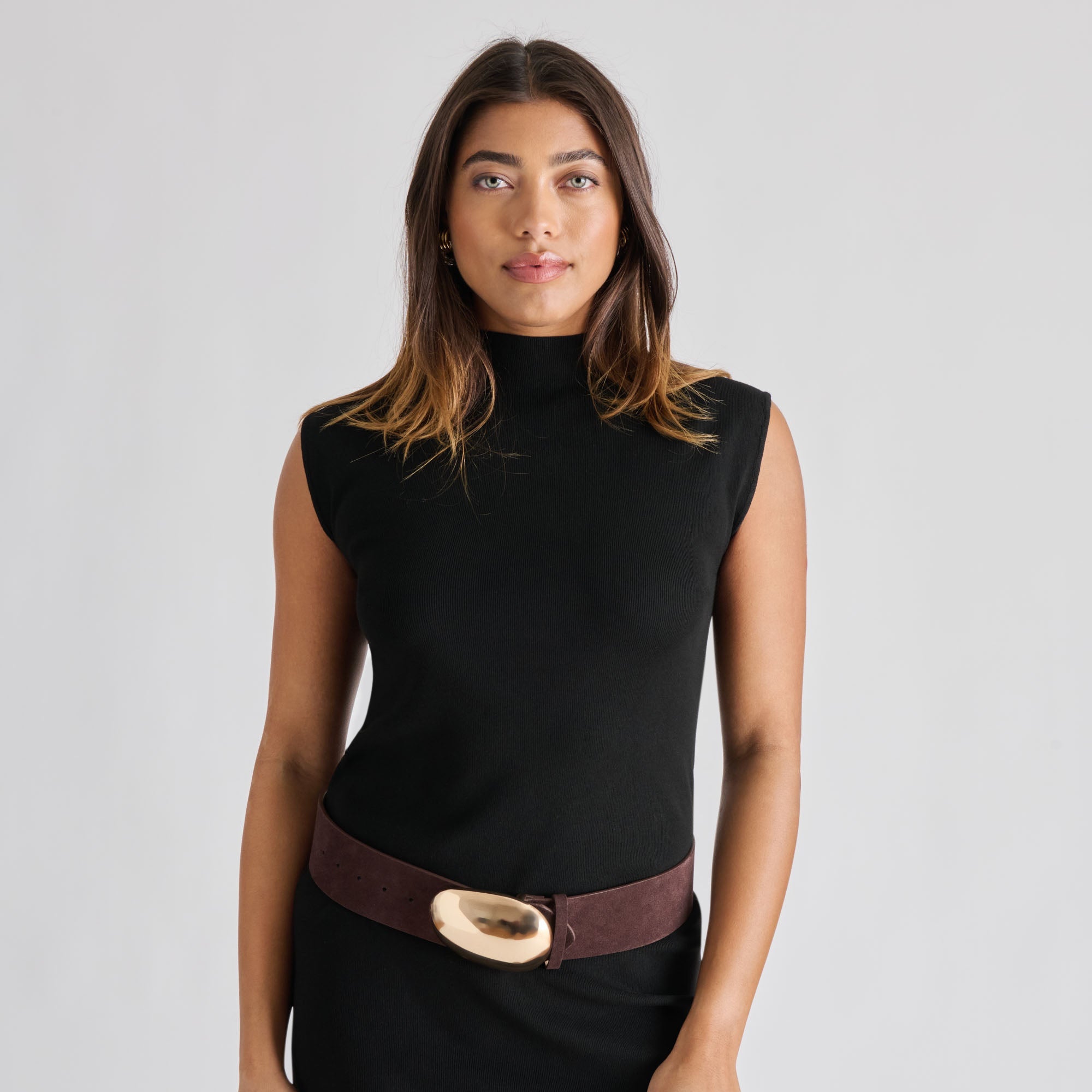 Dolce Vita ACCESSORIES | Bubble Mahogany Gold Buckle Belt