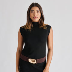 Dolce Vita ACCESSORIES | Bubble Mahogany Gold Buckle Belt