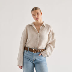 Dolce Vita ACCESSORIES | Rectangle Buckle Brown Suede Gold Studded Belt