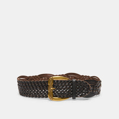 Dolce Vita ACCESSORIES | Western Espresso Woven Leather Belt with Silver Buckle