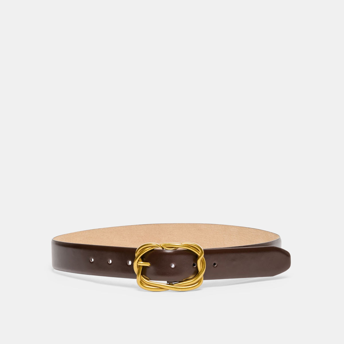 Dolce Vita ACCESSORIES | Braided Mahogany Gold Buckle Belt