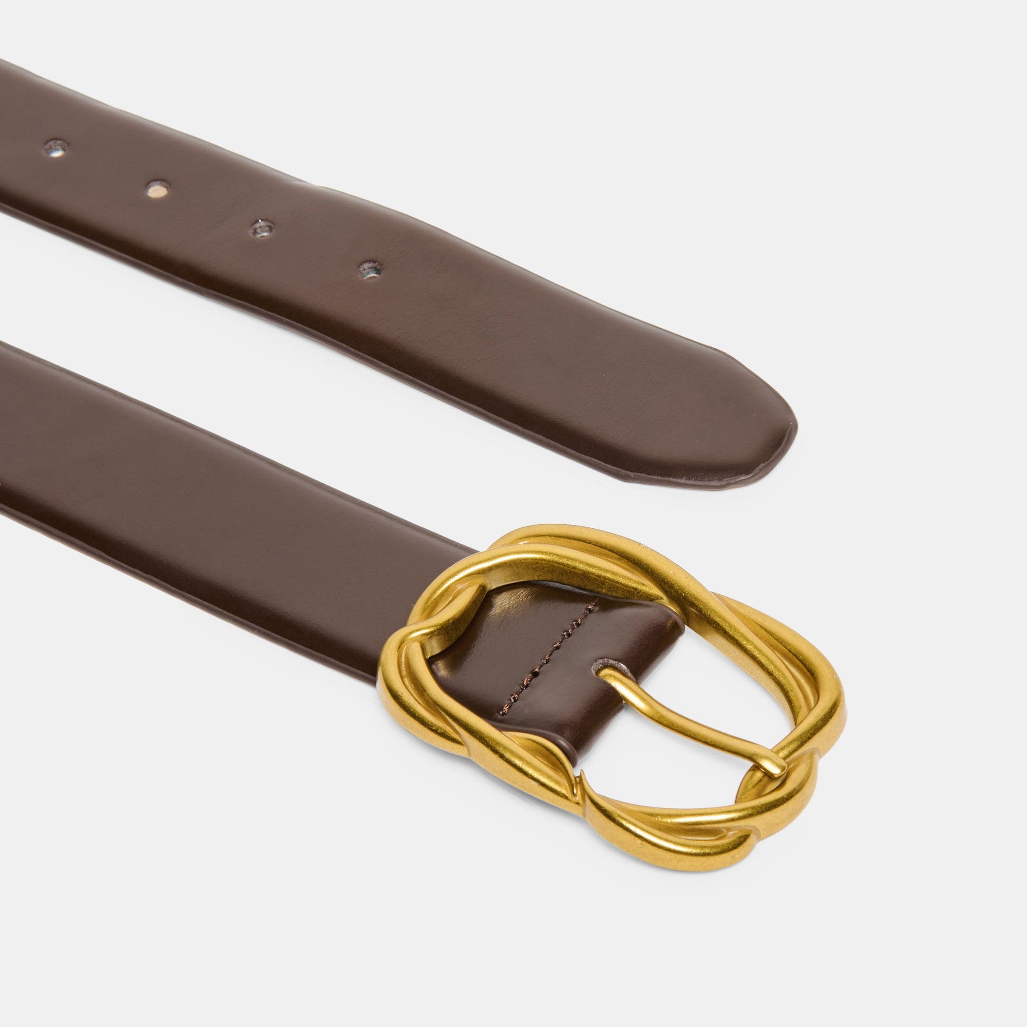 Dolce Vita ACCESSORIES | Braided Mahogany Gold Buckle Belt