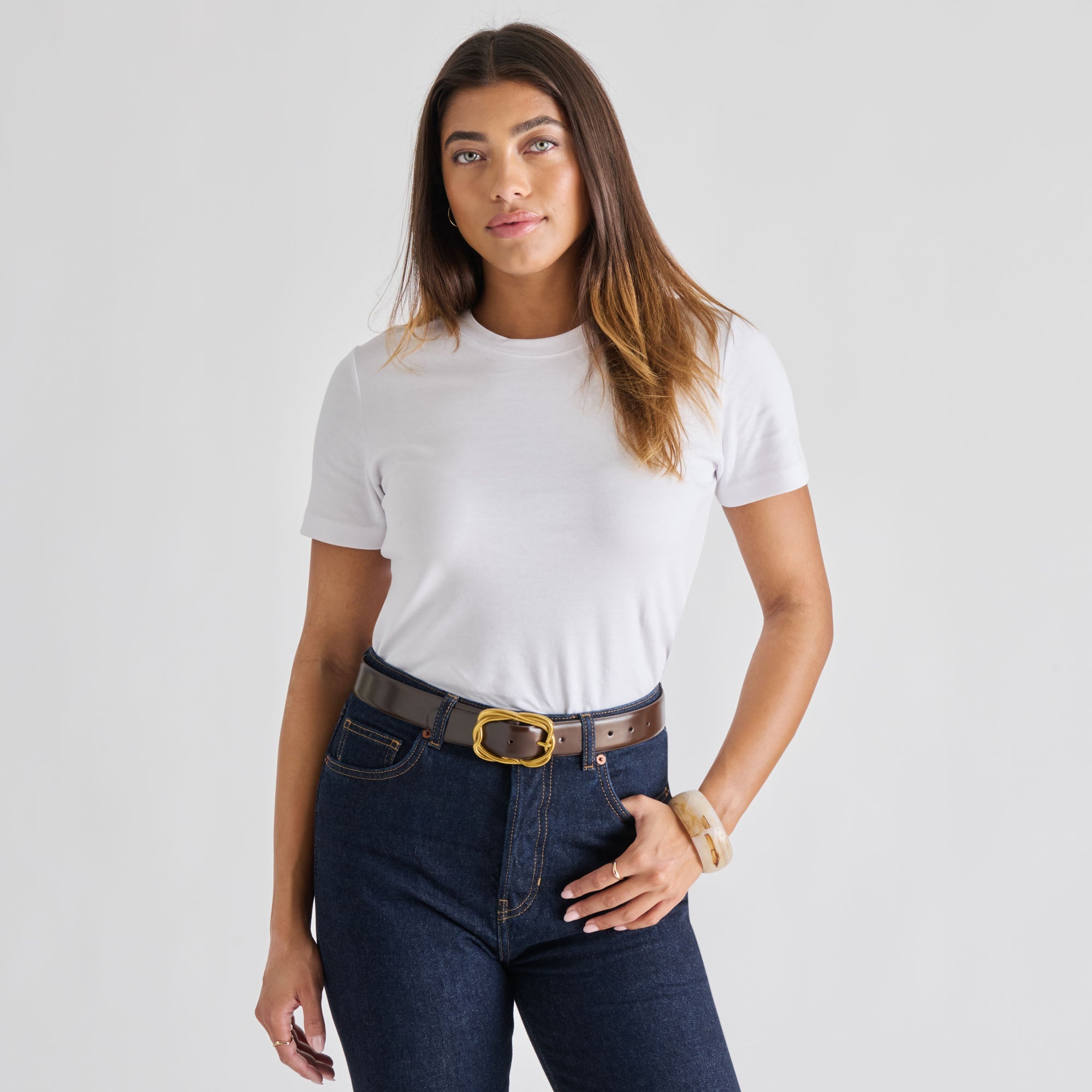 Dolce Vita ACCESSORIES | Braided Mahogany Gold Buckle Belt