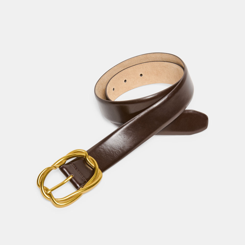 Dolce Vita ACCESSORIES | Braided Mahogany Gold Buckle Belt