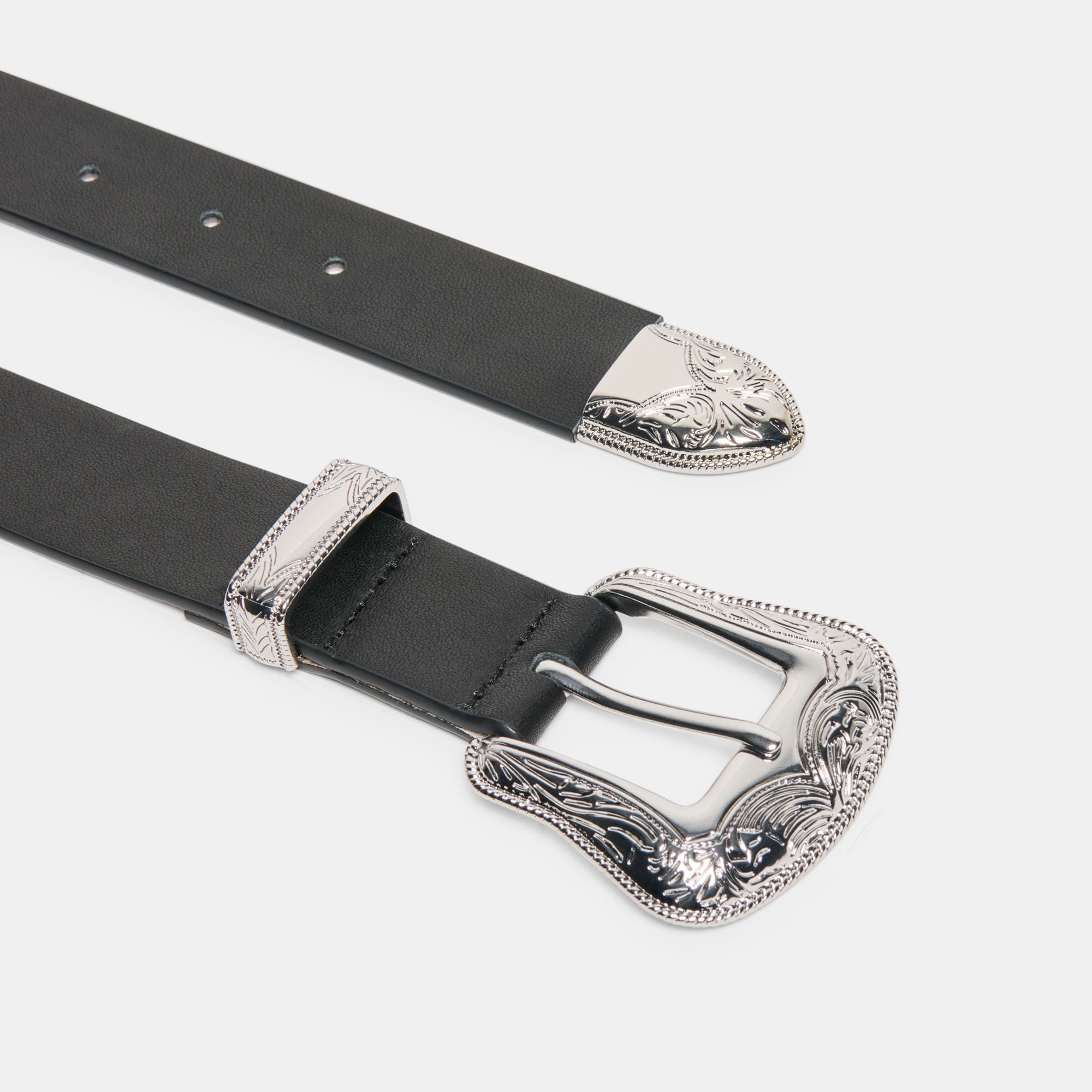 Dolce Vita ACCESSORIES | Vintage Western Black Silver Buckle Belt