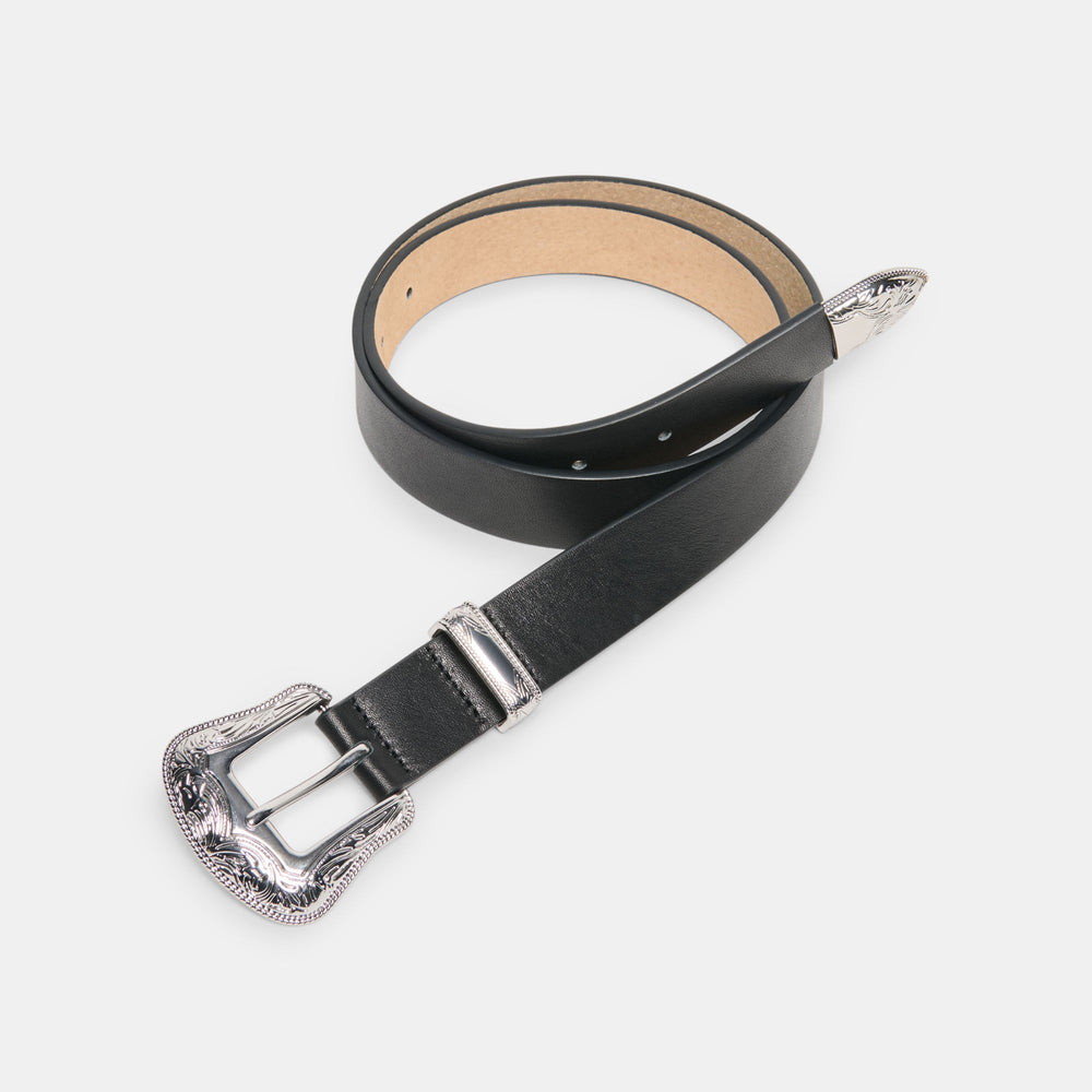 Dolce Vita ACCESSORIES | Vintage Western Black Silver Buckle Belt