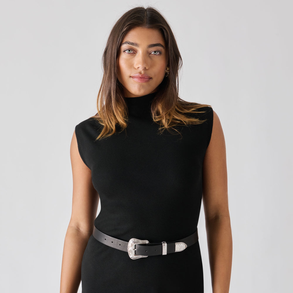 Dolce Vita ACCESSORIES | Vintage Western Black Silver Buckle Belt