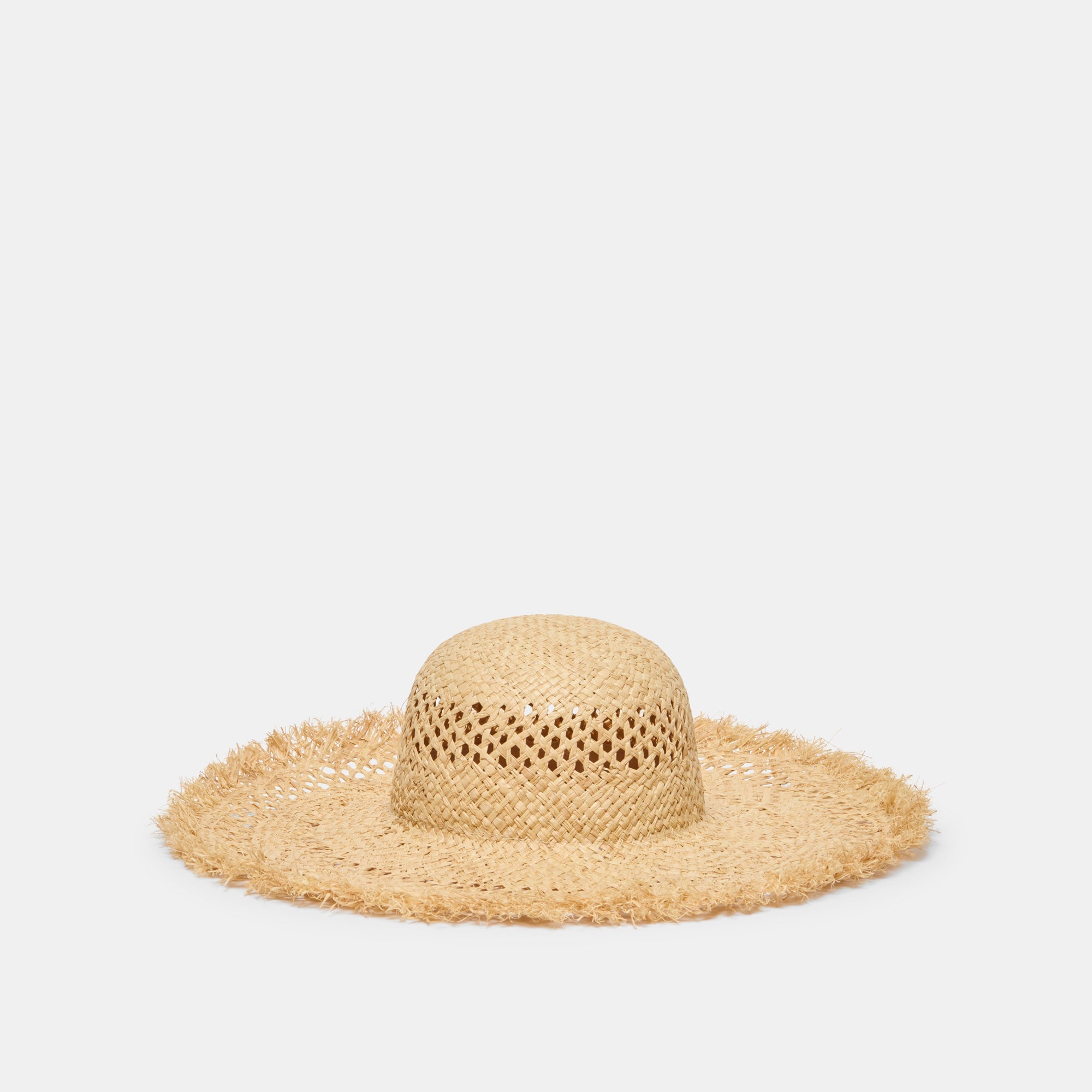 Dolce Vita ACCESSORIES | Open Weave Tan Sunhat with Frayed Edge