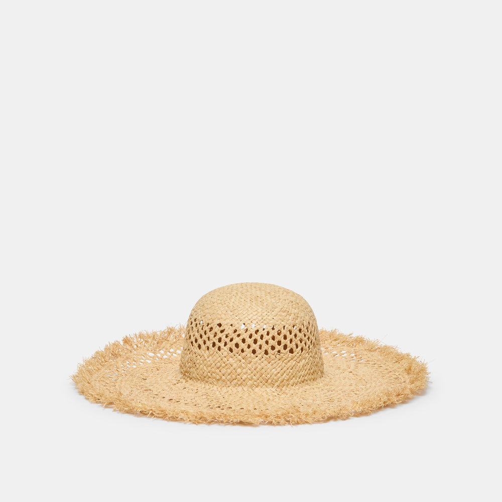 Dolce Vita ACCESSORIES | Open Weave Tan Sunhat with Frayed Edge