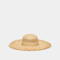 Dolce Vita ACCESSORIES | Open Weave Tan Sunhat with Frayed Edge