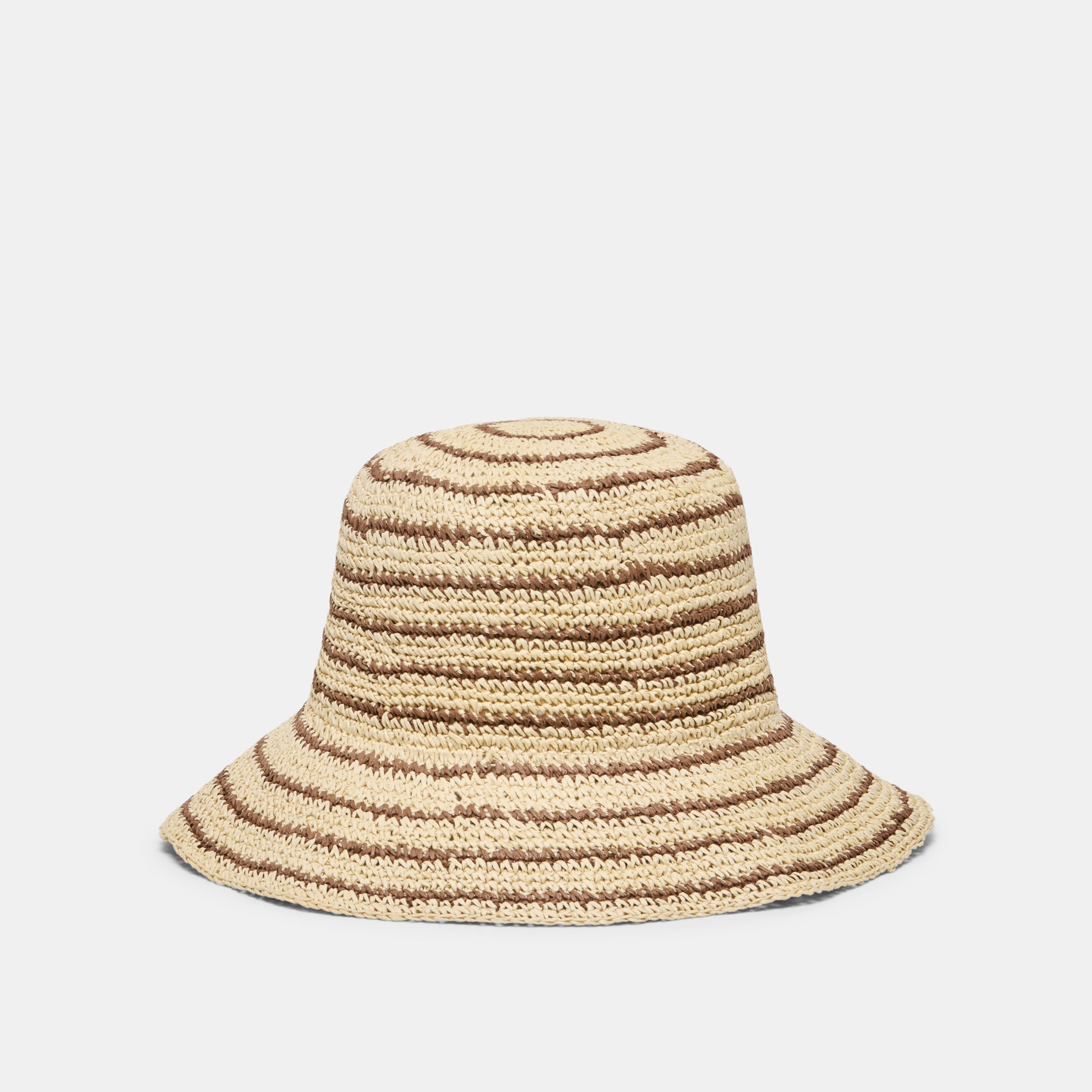 Dolce Vita ACCESSORIES | Striped Brown Natural Straw Cloche