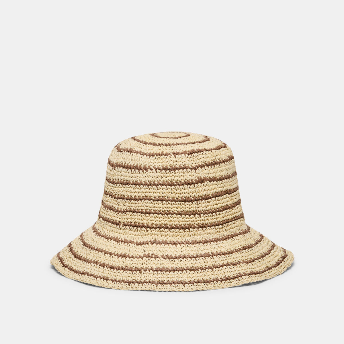 Dolce Vita ACCESSORIES | Striped Brown Natural Straw Cloche