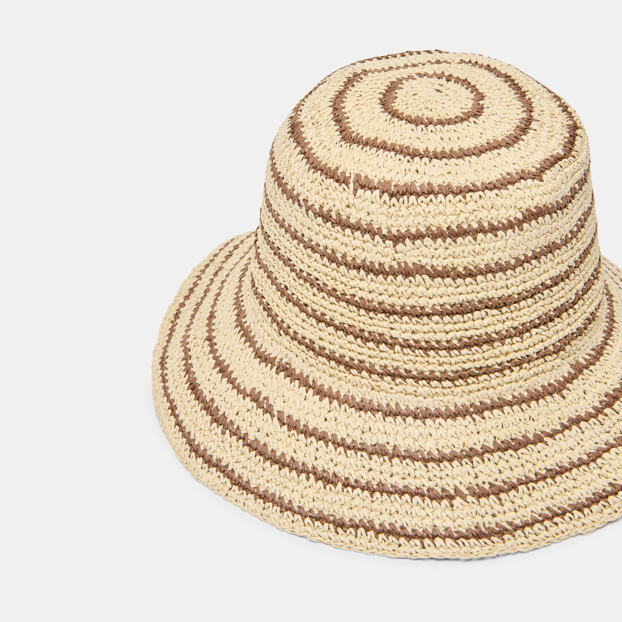 Dolce Vita ACCESSORIES | Striped Brown Natural Straw Cloche