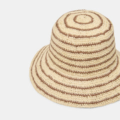 Dolce Vita ACCESSORIES | Striped Brown Natural Straw Cloche