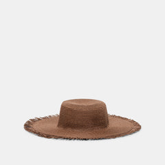 Dolce Vita ACCESSORIES | Floppy Dark Brown Sunhat with Ribbon and Frayed Edge