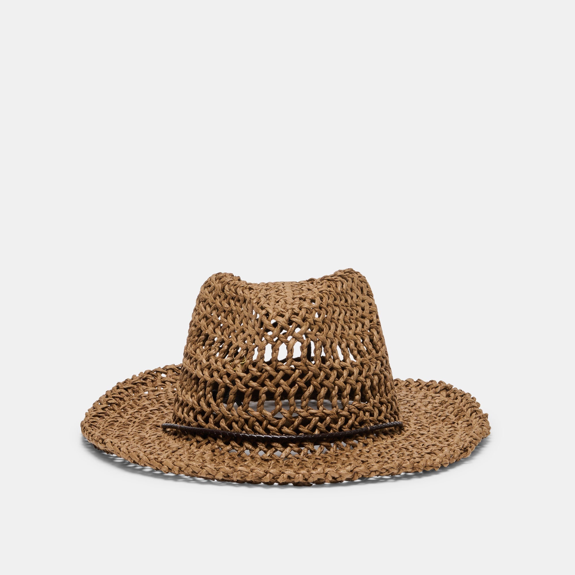 Dolce Vita ACCESSORIES | Thick Weave Dark Brown Cowboy Hat with Strap