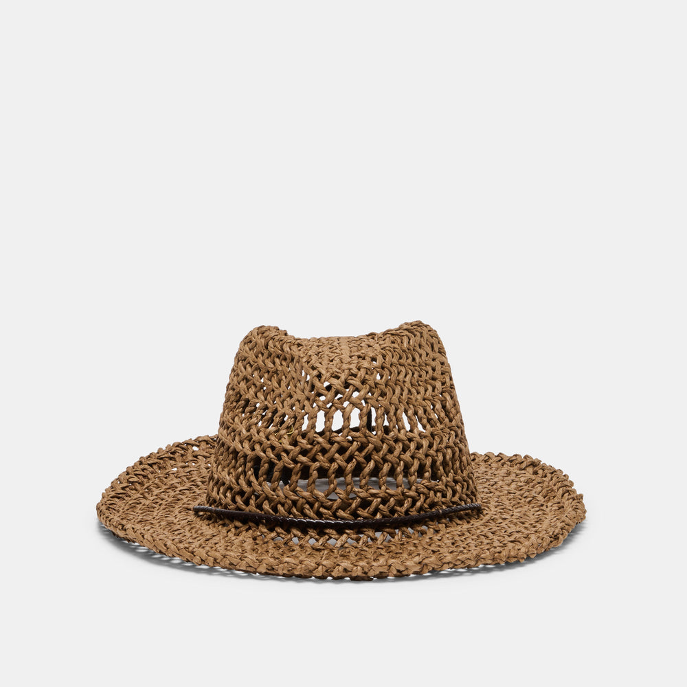 Dolce Vita ACCESSORIES | Thick Weave Dark Brown Cowboy Hat with Strap