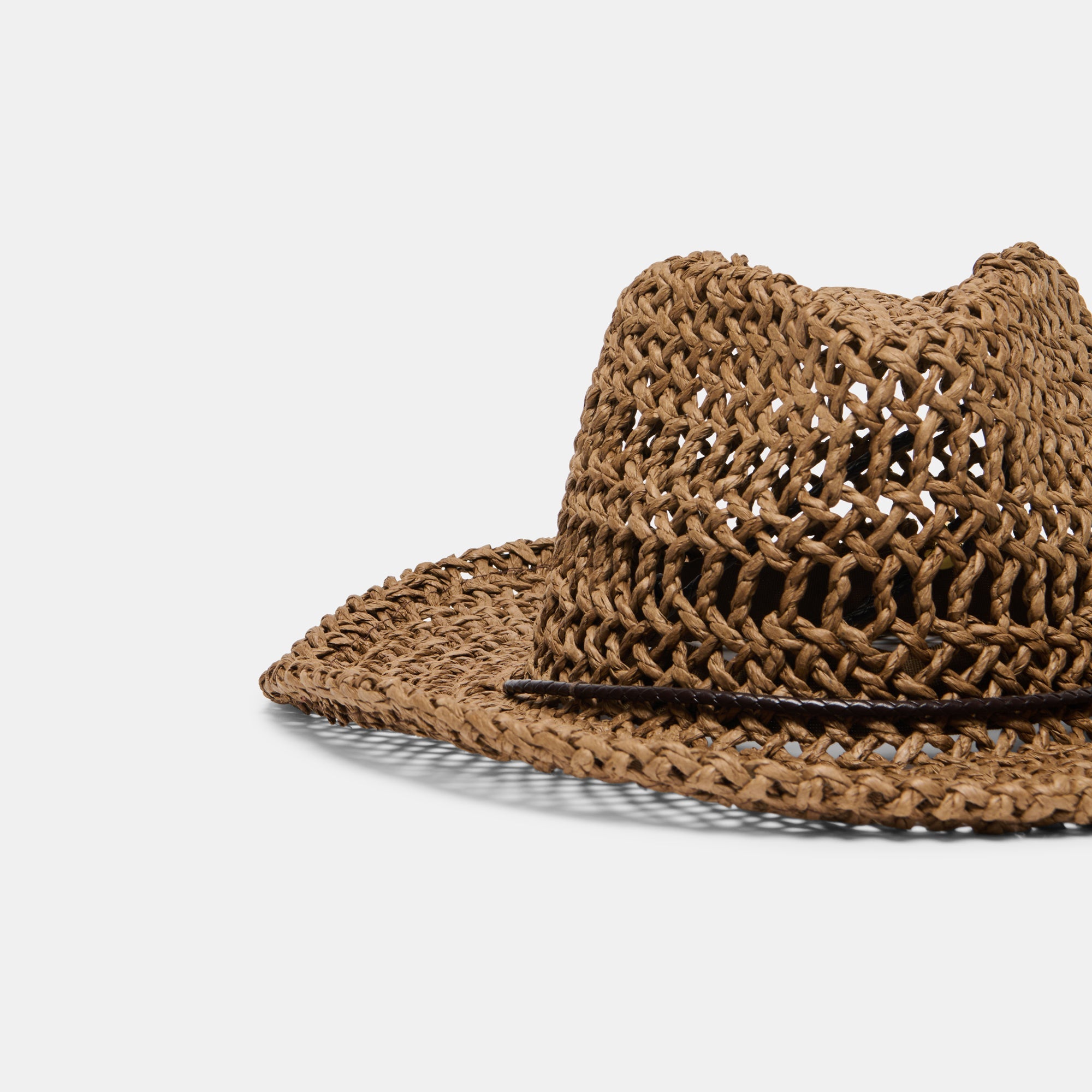 Dolce Vita ACCESSORIES | Thick Weave Dark Brown Cowboy Hat with Strap