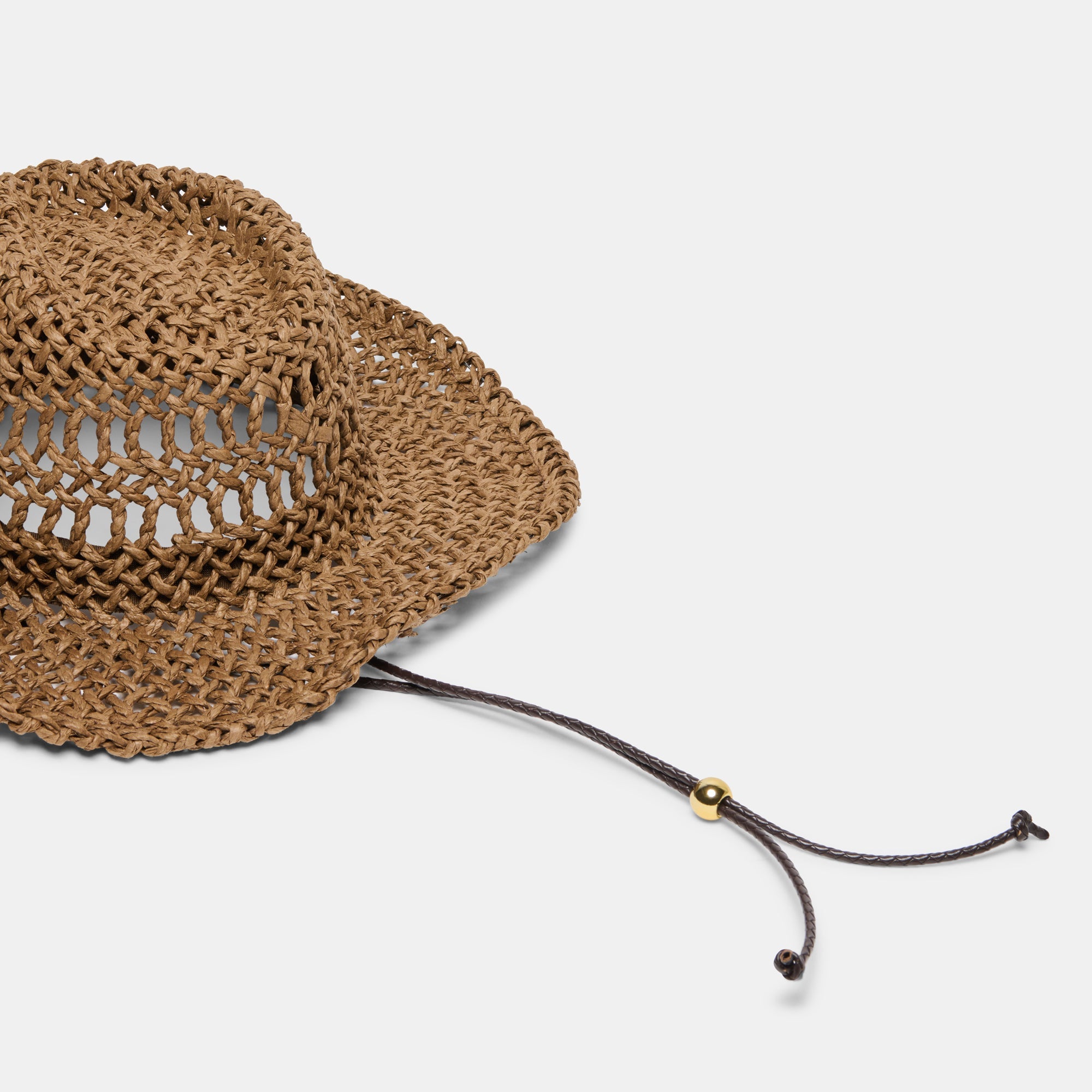 Dolce Vita ACCESSORIES | Thick Weave Dark Brown Cowboy Hat with Strap
