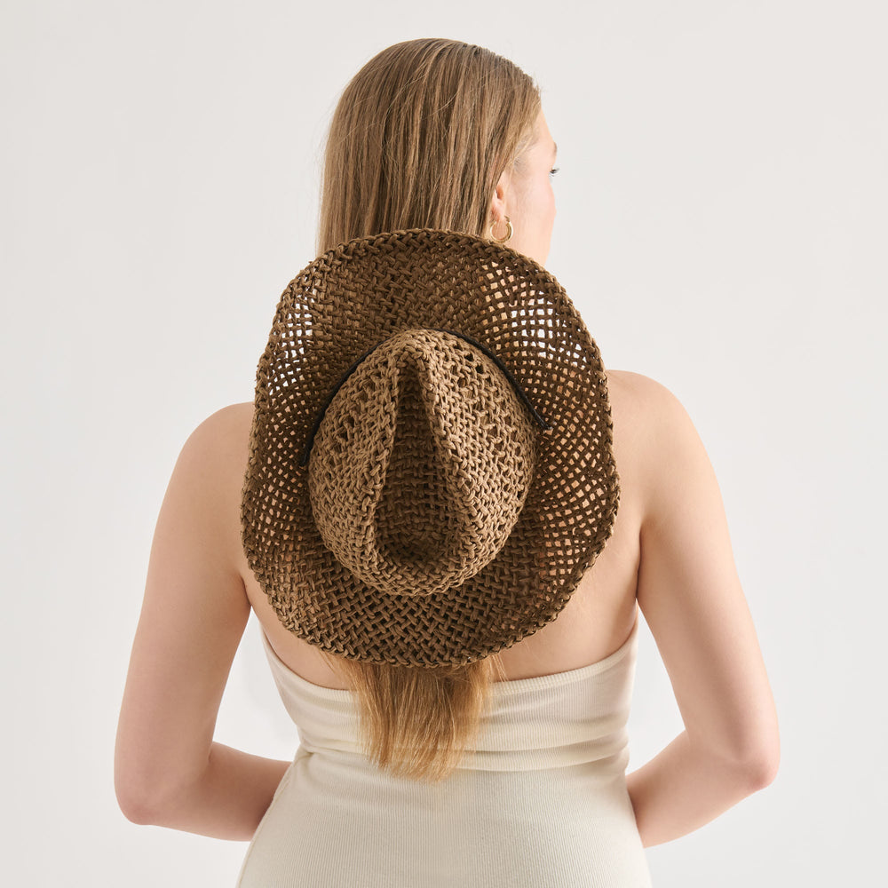 Dolce Vita ACCESSORIES | Thick Weave Dark Brown Cowboy Hat with Strap