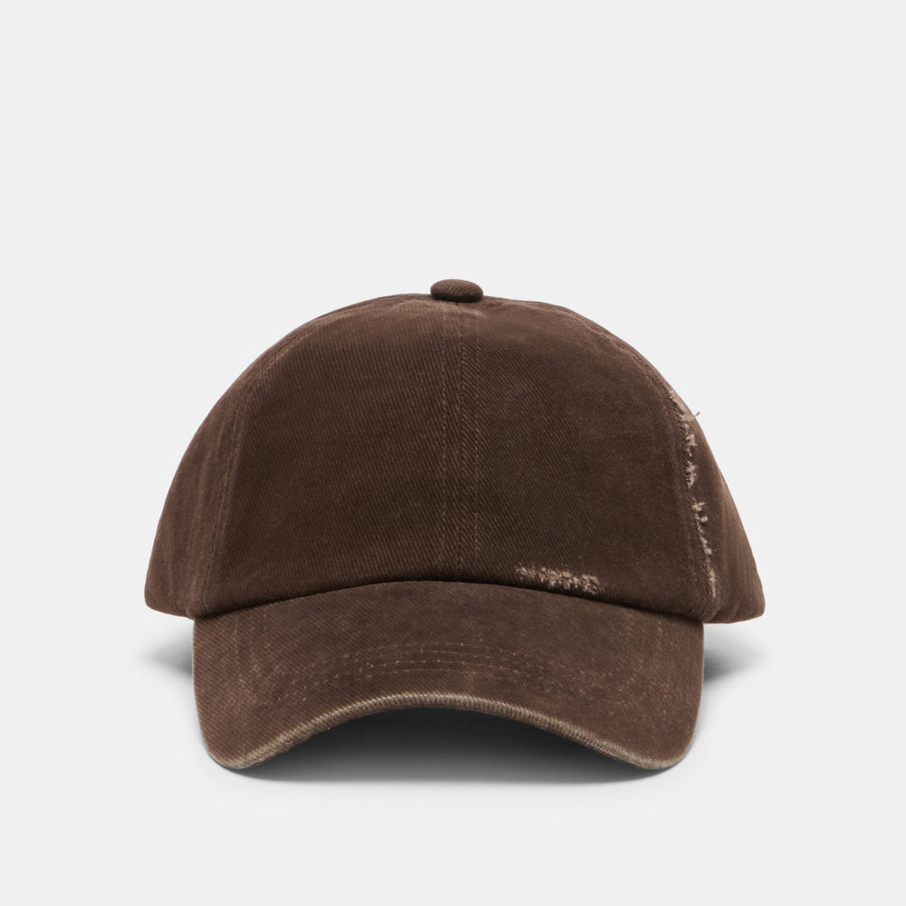 Dolce Vita ACCESSORIES | Distressed Dark Brown Baseball Cap with Embroidery