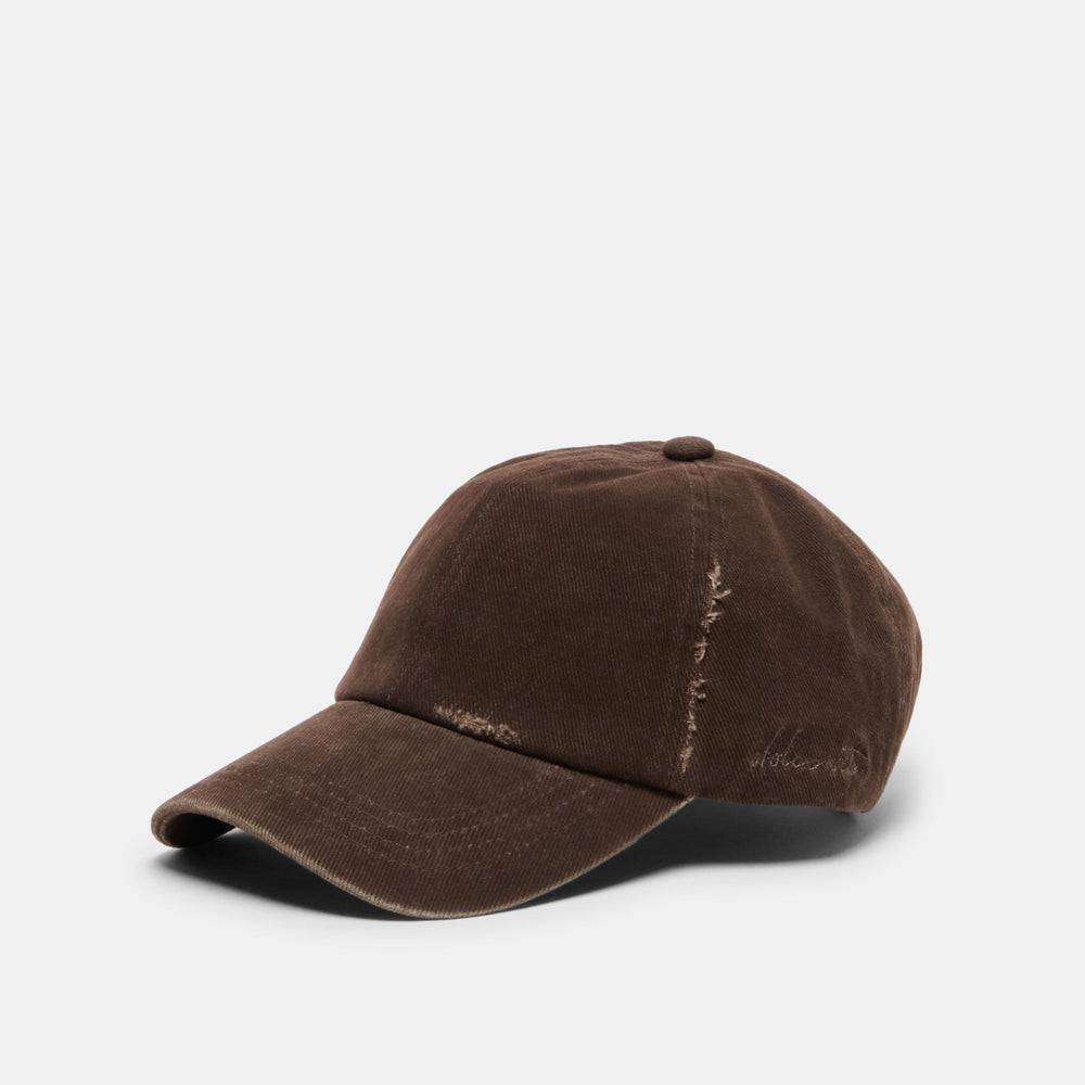 Dolce Vita ACCESSORIES | Distressed Dark Brown Baseball Cap with Embroidery