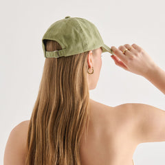 Dolce Vita ACCESSORIES | Distressed Olive Baseball Cap with Embroidery